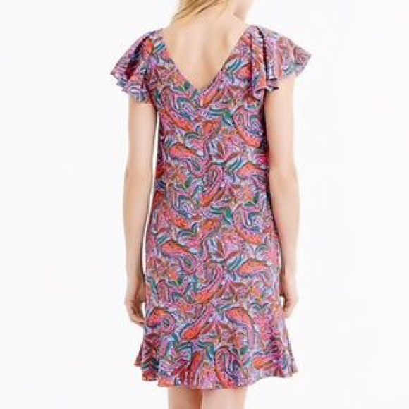 J. Crew Vibrant Paisley Silk Ruffle Dress - Picture 2 of 8